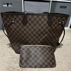 Designer Inspired Brown Checkered Tote Bag